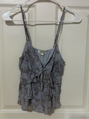 Thirty-Thirty Floral Ruffle Tie-Front Cami